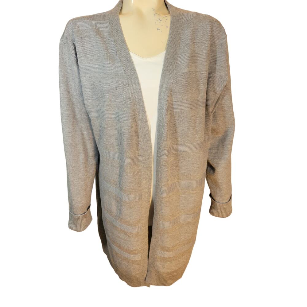 NEW Stitchcount Cardigan Sweater Gray Open Front  Closet core Women's Size Large